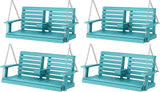 KINGYES Outdoor Hanging Patio Swing Set of 4, 2 Seat Swing Chair with Cup Holders - Photo 1