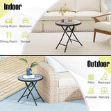 Tangkula Round Folding Side Table, 18 Inch Patio Coffee Table with Tempered Glass Tabletop and Metal Frame - Photo 8