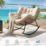 SWITTE Oversized Rocking Papasan Chair, Outdoor Wicker Egg Rocker with Thick Cushion - Photo 5