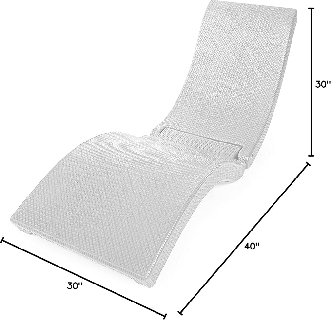 Pool Mate Luxury Swimming Pool Patio Chaise Lounge Chair, White Large