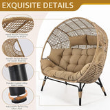 NICESOUL Indoor Outdoor Double Egg Chair with Footstools & 6.5" Thick Cushions - Photo 5