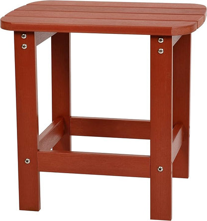 Flash Furniture Charlestown Tiered Commercial Poly Resin Adirondack Side Table - Red - All-Weather - Indoor/Outdoor