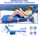 Oversized Extra Wide Tanning Chair with Sun Canopy Face Hole Padded Adjustable Washable - Photo 7