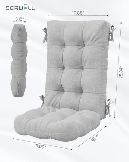 SERWALL Folding Adirondack Chair Set of 4 with Memory Foam Cushions - White/Sp Gray