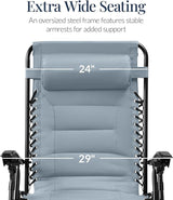 Best Choice Products Oversized Padded Zero Gravity Chair, Folding Outdoor Patio Recliner - Photo 3