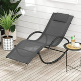 Tangkula Rocking Lounge Chair Outdoor, Zero Gravity Chaise Lounger with Removable Headrest, Fabric Backrest & Seat - Photo 2
