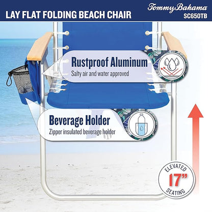 Tommy Bahama Hi-Boy 17" Seat Height 4-Position Lace-Up Suspension Folding Beach Backpack Chair