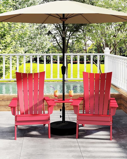GREENVINES Folding-Adirondack-Chairs-Set-of-4 | HDPE Plastic | Arch Series | Fire Pit Chair | All Weather | for Outdoor Patio Deck Backyard Poolside | Red