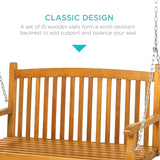 Best Choice Products 48in Wood Porch Swing Outdoor Patio Hanging Bench Chair Furniture for Deck, Garden - Photo 6