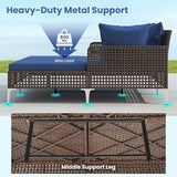 Tangkula Outdoor Rattan Double Daybed, Boho Wicker Chaise Lounge for 2 with Seat & Back Cushions - Photo 9