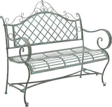 SAFAVIEH Outdoor Collection Abner Victorian Antique Dark Green Wrought Iron 46-inch Wide Garden Bench - Photo 4