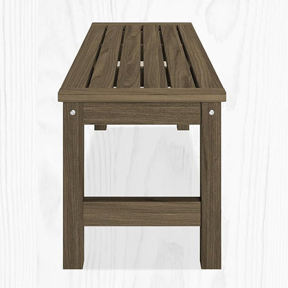48" HDPE Outdoor Bench, All-Weather & Fade-Resistant 2-Person Garden Bench, Low Maintenance Patio Bench for Garden, Porch & Patio, Light Brown