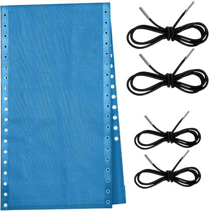 Queekay Chair Replacement Fabric with 4 Bungee Cord Lounge Chair Cloth Mesh Repair Kit for Patio Recliner Outdoor Lawn Pool(63 x 21 Inch,Light Blue)