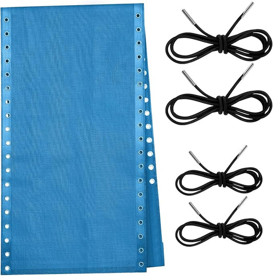Queekay Chair Replacement Fabric with 4 Bungee Cord Lounge Chair Cloth Mesh Repair Kit for Patio Recliner Outdoor Lawn Pool(63 x 21 Inch,Light Blue)
