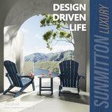 Folding Adirondack Chair Set of 2 with Cup Holders & Ottomans, HDPE All Weather Resistant Plastic Outdoor Patio Chairs - Photo 5