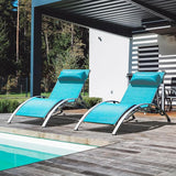 Domi Pool Lounge Chairs Set of 2, Outdoor Chaise Lounge with Side Table - Photo 1