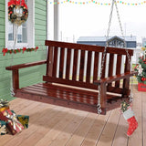 Wooden Porch Swings Outdoor Bench Swing 48inch, 2 Person Seating Hanging Porch Swing Solid Wood Patio Bench for Garden - Photo 8