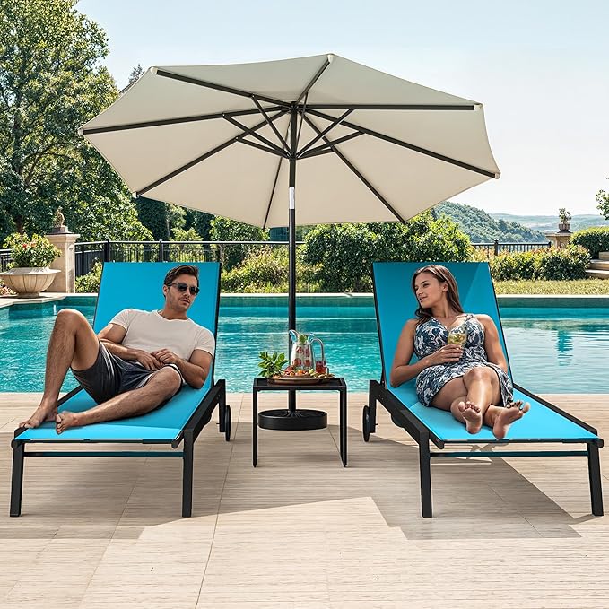 DWVO Outdoor Chaise Lounge Set, 2 Patio Chaise Lounge Chairs with Side Table - Photo 3