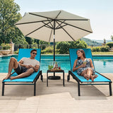 DWVO Outdoor Chaise Lounge Set, 2 Patio Chaise Lounge Chairs with Side Table - Photo 3