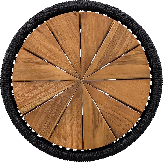 Christopher Knight Home Nara 18.9" Acacia Wood Outdoor Side Table, Hourglass Shaped with Metal Frame+Woven Rope - Photo 8
