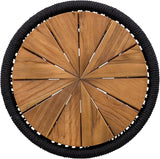 Merax Bohemian Round Outdoor Side Table with Acacia Wood Top and Black Handwoven Rope Base - Photo 7