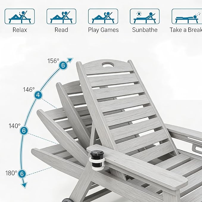 Outdoor Chaise Lounge Chair with Adjustable Backrest and Heavy-Duty Support for Ultimate Relaxation