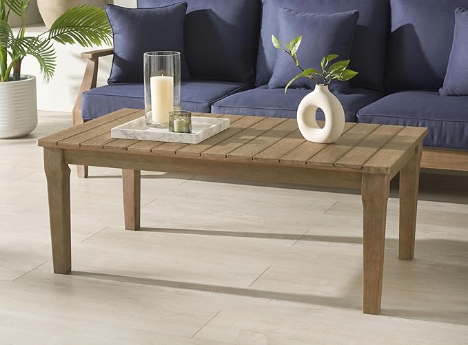 SAFAVIEH Couture Patio Martinique Natural Wood Outdoor Coffee Table - Photo 2