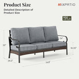 Patio Furniture Sofa, 3-Seat Patio Sofa Steel Frame Outdoor Sectional Couch with Deep Seating and 5.75” Cushions for - Photo 2