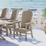 WestinTrends Malibu Outdoor Patio HDPE Plastic Adirondack Dining Chair Weathered Wood - Photo 3
