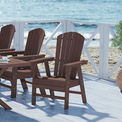 WestinTrends Dylan Outdoor Patio Shell-Back Adirondack Dining Chair Weather Resistant Dark Brown