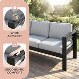 Kiss the Water Outdoor Couch Aluminum Patio Furniture Sofa - Photo 4
