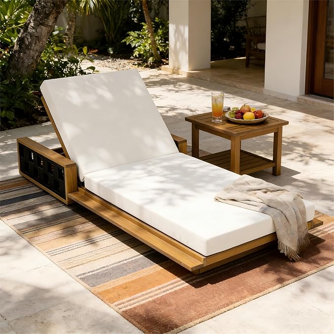 Merax Outdoor Chaise Lounge with 4-Position Adjustable Backrest - Photo 1