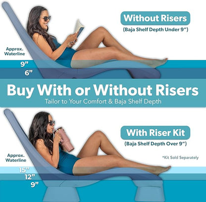 GoSports Coast Modern in Pool Lounge Chair - Waterproof & Weighted Chaise Lounger - Outdoor Pool Furniture for Patio or in Baja Shelf - Stone Blue
