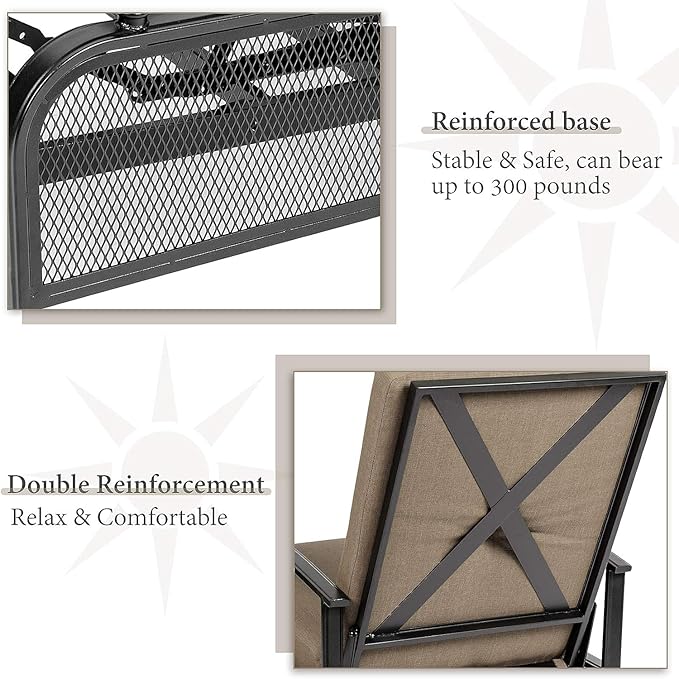 SUNCROWN Outdoor Adjustable Recliner Chair for Patio - A Relaxing Outdoor Metal Furniture Chair with Thick Cushion, Brown