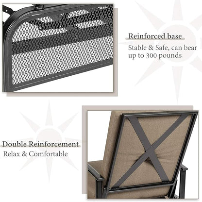 SUNCROWN Outdoor Adjustable Recliner Chair for Patio - A Relaxing Outdoor Metal Furniture Chair with Thick Cushion, Brown
