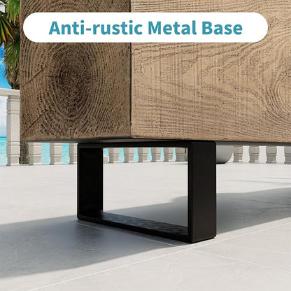 AQUILLA Modern Outdoor Bench, Faux Wooden Patio Bench, Concrete Backless Porch Bench Weatherproof, Anti-Rust Metal Legs Garden Benches for Entryway, Park, Yard (48",Light Brown)