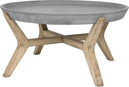 Safavieh Outdoor Collection Wynn Modern Concrete Round 18.1-inch Coffee Table
