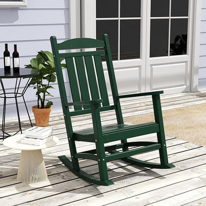 WestinTrends Malibu Malibu Outdoor Patio Poly Classic Porch Rocking Chair (Set of 4), Dark Green