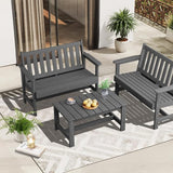 SERWALL Outdoor Coffee Table, HDPE Patio Coffee Table for Outside, Grey - Photo 10