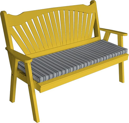 Furniture Barn USA Pine 5' Fanback Garden Bench, Canary Yellow
