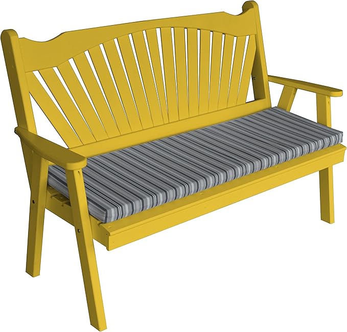Furniture Barn USA Pine 4' Fanback Garden Bench, Canary Yellow