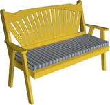 Furniture Barn USA Pine 4' Fanback Garden Bench, Canary Yellow - Photo 1