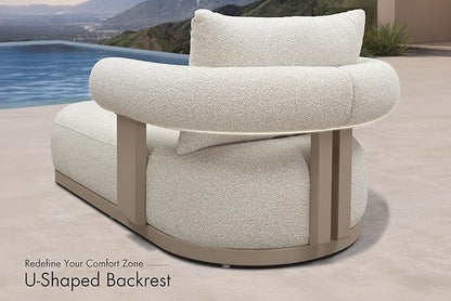 PURPLE LEAF Outdoor Chaise Lounge 1 Piece Chair Modern Aluminum Lounger Daybed with Lumbar Pillow and Armrest for Patio Poolside Beach Sunbathing Deck