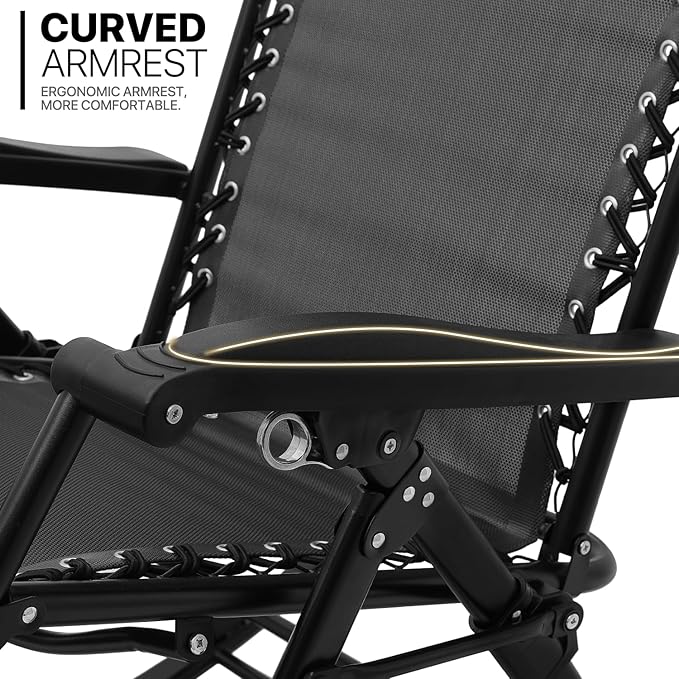 MoNiBloom Rocking Lounger Outdoor Chair Set of 2, Portable High Back Compact Foldable Reclining Zero Gravity Lounge Patio Rocking Chair with Adjustable Armrest and Footrest for Beach Yard Pool Outdoor