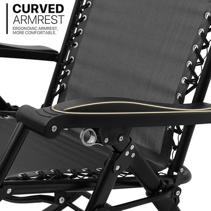 MoNiBloom Rocking Lounger Outdoor Chair Set of 2, Portable High Back Compact Foldable Reclining Zero Gravity Lounge Patio Rocking Chair with Adjustable Armrest and Footrest for Beach Yard Pool Outdoor