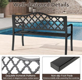 Giantex Metal Outdoor Bench with Backrest, Curved Armrests, Slatted Seat for 2-3 Persons, Load 660 lbs - Photo 4