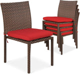 Best Choice Products Set of 4 Stackable Outdoor Patio Wicker Chairs w/Cushions, UV-Resistant Finish - Photo 1