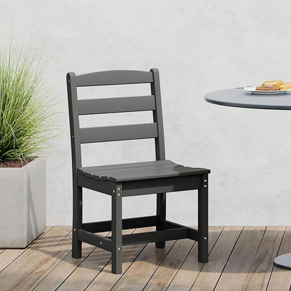 Costaelm Outdoor Dining Chair, Armless Patio Adirondack Chair, HDPE Poly Lumber, Waterproof Indoor/Outdoor Restaurant Bistro Dining Chair for Outside Porch Backyard Garden, Gray