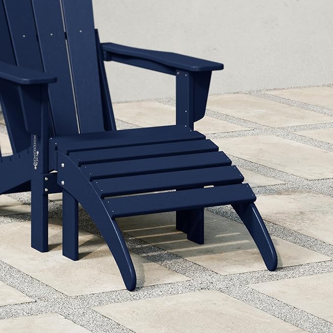 WestinTrends Outdoor Patio Adirondack Ottoman Foot Rest, All Weather Poly Lumber Foot Stool for Adirondack Chair, Widely Used for Outside Porch Pool Lawn Backyard, Navy Blue
