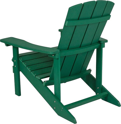 Flash Furniture Charlestown Poly Resin Adirondack Chair - Green - All Weather - Indoor/Outdoor - Set of 2
